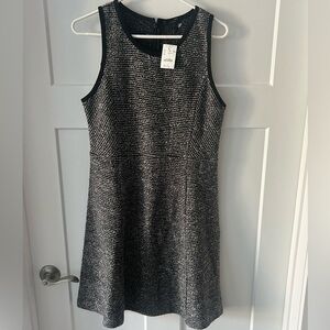 J. Crew Black and White Textured Sleeveless A-Line Dress